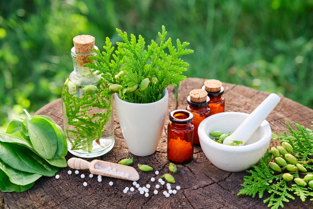 An array of natural herbal medicines used at The Center for Holistic Wellness to provide comprehensive Holistic Wellness in Frederick, MD, through personalized alternative health remedies.